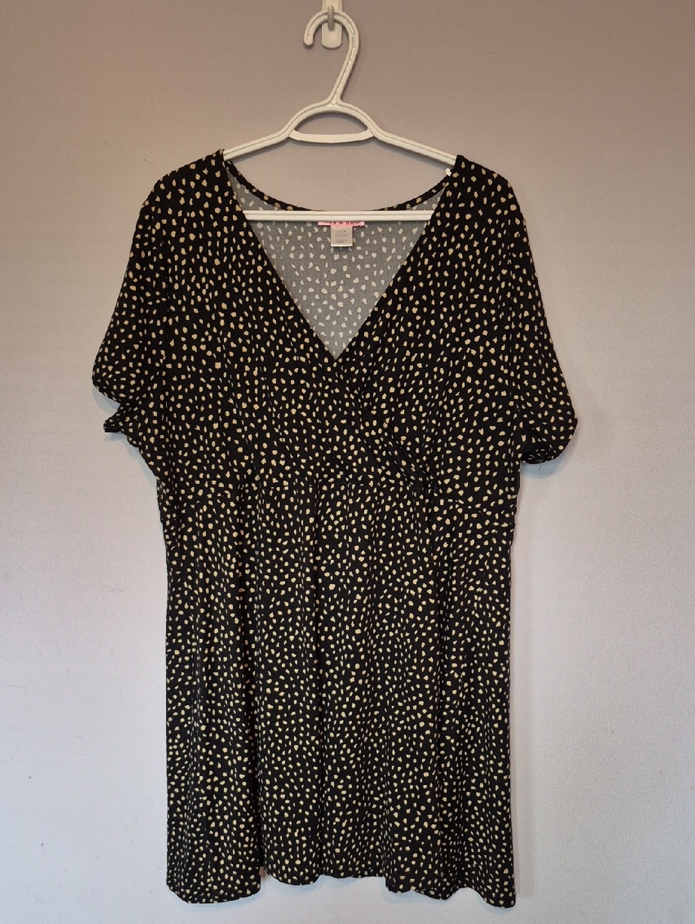Hot Kiss Black Midi Dress with Cream Dot Print